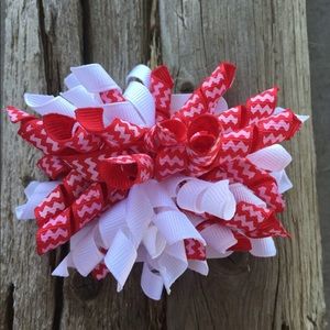 Red Chevron with White Korker Bow